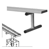 A sketch of a bench equipped with a metal rail, emphasizing its sturdy construction.